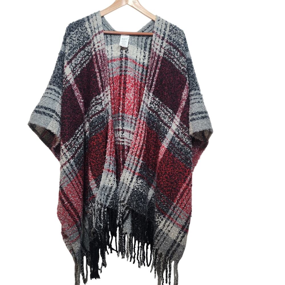 Woolrich One Size Plaid Open Front Poncho Wrap